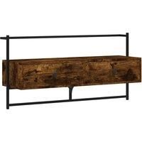 vidaXL Smoked Oak Wall-Mounted TV Cabinet - Engineered Wood TV Stand with Ample Drawer Storage - Modern Living Room Furniture
