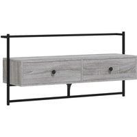 vidaXL Wall-mounted TV Cabinet in Grey Sonoma - Modern, Robust Engineered Wood TV Wall Unit with Drawers and Ample Storage - Measurements: 100.5 x 30 x 51 cm