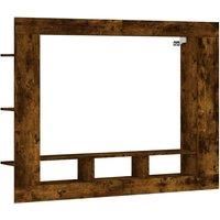 vidaXL Sturdy Wall-Mounted TV Cabinet in Smoked Oak - Engineered Wood - Modern Living Room Media Unit with Storage Space and Display Shelves