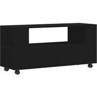 vidaXL TV Cabinet in Black - Engineered Wood Media Unit with Ample Storage and 360-Degree Rotatable Castors for Modern Living Rooms