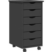vidaXL Versatile Solid Pine Wood Rolling Cabinet with Easy Guidance System - Grey, Multiple Drawers, Perfect for Office and Home Storage