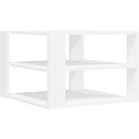 vidaXL White Coffee Table with 3-Tier Storage - Square Engineered Wood Table for Modern Living Room Décor