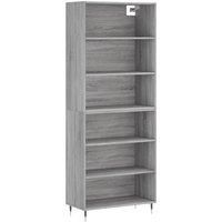 vidaXL Modern Highboard with Metal Legs, Spacious Storage Unit, Engineered Wood Construction - Grey Sonoma, Ideal for Living Room or Bedroom