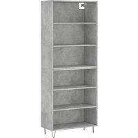 vidaXL Engineered Wood Highboard - Concrete Grey Modern Sideboard with Metal Legs for Stylish Storage in Living Room or Bedroom - 69.5x32.5x180 cm