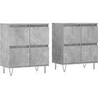 vidaXL Modern Sideboards Set of 2, Concrete Grey Engineered Wood Side Cabinets with Spacious Storage and Smooth Surface, Ideal for Living Room