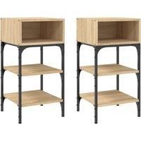 vidaXL Bedside Tables - 2 pcs in Sonoma Oak Finish, Industrial Style, Made of Engineered Wood, Rectangular Shape, Ample Storage Space, Ideal for Bedroom - Adjustable Feet for Stability