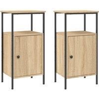 vidaXL Bedside Cabinets 2 pcs - Sonoma Oak & Engineered Wood with Iron Frame - Ample Storage with Adjustable Feet - Industrial Style