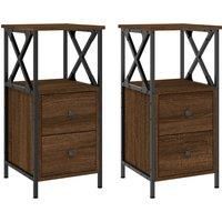 Bedside Cabinets 2 pcs Smoked Oak 34x35.5x70 cm Engineered Wood vidaXL
