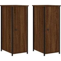 vidaXL Bedside Cabinets Pair - Industrial Style Brown Oak Color with Enhanced Space - Adjustable Feet, Modern Style for Bedroom or Lounge Area