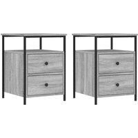 vidaXL Bedside Cabinets 2 Pieces – Grey Sonoma, Industrial Style, Engineered Wood and Iron Frame, Ample Storage, Adjustable Feet, Suitable for Bedroom
