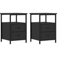 vidaXL Bedside Cabinets - Industrial Style, Engineered Wood and Iron Frame, with Adjustable Feet and Ample Space - Black - Pack of 2