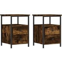 vidaXL Bedside Cabinets 2 pcs, Engineered Wood, Smoked Oak- Modern Style| Durable, Adjustable & Storage-wise Cabinets