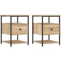 vidaXL Engineered Wood Bedside Cabinets - Sonoma Oak - Compact Design with Ample Storage - Adjustable Feet for Stability