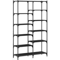 vidaXL Engineered Wood and Iron Bookshelf in Black - Industrial Style Freestanding Home or Office Storage Unit, 100x32x170 cm