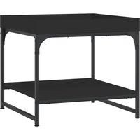 vidaXL Engineered Wood Coffee Table - Durable and Stable, Black, with Ample Storage, Metal Frame, Ideal for Living Room, Modern Style