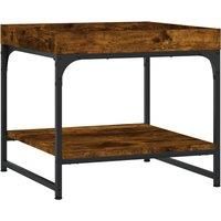 vidaXL Coffee Table in Smoked Oak - Modern Style Square Table with Stable Metal Frame - Ample Storage Space/'