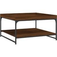 vidaXL Coffee Table - Modern Style Square Table - Brown Oak Engineered Wood and Iron Frame - Ideal for Living Room