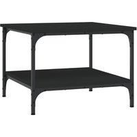 vidaXL Elegant Coffee Table, Black - Engineered Wood with Iron Frame - Modern Style for Living Room - Spacious Shelves and Sturdy Tabletop