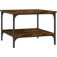 vidaXL Coffee Table with Smoked Oak Finish - Durable Engineered Wood and Iron Construction - Modern Square Design