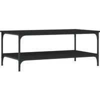 vidaXL Coffee Table in Black – Modern Design, Ample Storage with Shelves, Versatile Piece for Any Contemporary Living Room, Engineered Wood and Iron, 100x55x40 cm