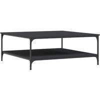 vidaXL Modern Square Coffee Table in Black Engineered Wood with Storage Shelves – Elegant Living Room Furniture