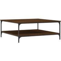 vidaXL Stylish Coffee Table - Engineered Wood and Iron Construction - Ample Storage Space - Versatile for Living Room - Modern Brown Oak Design