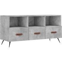 vidaXL Engineered Wood TV Cabinet – Concrete Grey Media Stand with Storage and Iron Legs
