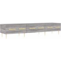 vidaXL Engineered Wood TV Cabinet with 3 Drawers, Ideal for Living room and Bedroom - Calm Grey Sonoma, Sturdy Iron Legs