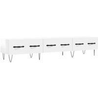 vidaXL Modern TV Cabinet with 3 Drawers and Iron Legs, High Gloss White Engineered Wood Media Unit for Living Room and Bedroom