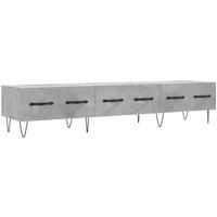 vidaXL Engineered Wood TV Cabinet with 3 Drawers - Spacious Media Unit in Concrete Grey with Iron Legs for Living Room and Bedroom