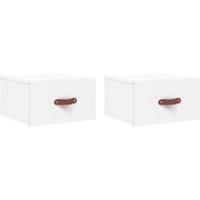 vidaXL Wall-Mounted Bedside Cabinets in White - Minimalist Engineered Wood Storage Cabinets