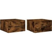 vidaXL Wall-Mounted Bedside Cabinets - Smoked Oak Finish, Premium Engineered Wood, Modern Design for Bedroom