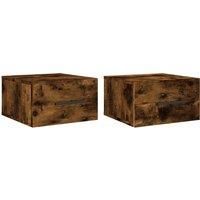 Wall-mounted Bedside Cabinets 2 pcs Smoked Oak 35x35x20 cm vidaXL