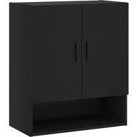 vidaXL Engineered Wood Wall Cabinet - Black Floating Storage Unit for Living Room with Ample Storage and Display Space - 60x31x70 cm - Assembly Required