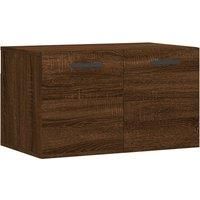 vidaXL Wall Mounted Floating Cabinet Brown Oak - Engineered Wood - Modern Style Storage Solution for Living Room - 60x36.5x35 cm