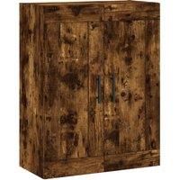 vidaXL Wall Mounted Cabinet, Smoked Oak Finish, 69.5x34x90 cm, Spacious Compartments, Iron Handles, Engineered Wood
