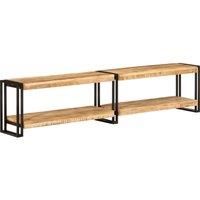 vidaXL - Modern TV Cabinet with Shelves, Made from Solid Mango Wood Metal Frame, Ideal for Living Room - Brown