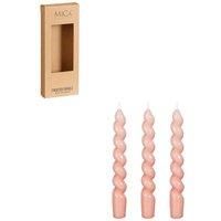 Mica Decorations Set Of 3 Pink Twisted Dinner Candles