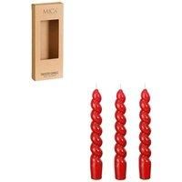 Mica Decorations Set Of 3 Red Twisted Dinner Candles