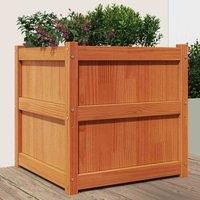vidaXL Solid Wood Pine Garden Planter, Wax Brown, Decorative DIY-Friendly Flower and Vegetable Bed for Outdoor Spaces, 60x60x60 cm