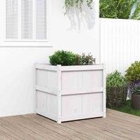 vidaXL Garden Planter - Solid Pine Wood, White, Spacious Capacity for Outdoor Planting, Patio/Balcony Decor, 70x70x70cm