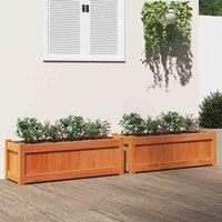 vidaXL Solid Pine Wood Garden Planters - Vast Capacity & Wax Brown - Ideal for Patio, Garden & Indoor Use – Assembly Required - Set of 2