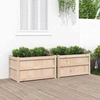 vidaXL Solid Pine Wood Garden Planters - Rustic Wood Planters for Outdoor Patios, Gardens and Balconies - Untreated Wooden Plant Container Set for Flowers and Vegetables