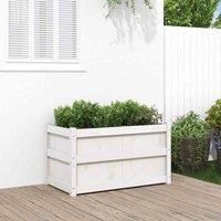 vidaXL Garden Planter in White - 90x50x50 cm Solid Pine Wood - Ideal for Outdoor planting, DIY Decor in Balcony/Patio