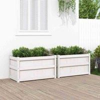 vidaXL Solid Pine Wood Garden Planters White - Ideal for Outdoor Gardening, DIY Assembly, Rustic Decor Accent