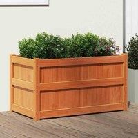 vidaXL Solid Pine Wood Garden Planter - Spacious Outdoor Planter for Flowers and Vegetables - Wax Brown Wooden Planter for Patio, Balcony, Garden Use