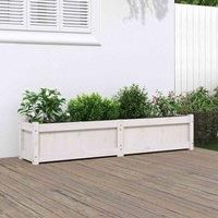 vidaXL Garden Planter White Solid Pine Wood Plant Box, Outdoor Decorative Flower Pot, Available for Balconies or Patios, DIY Assembly Required