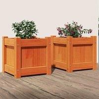 vidaXL Garden Planters - Set of 2, Solid Pine Wood in Wax Brown - Versatile for Plants, Vegetables and Flowers - Ideal for Garden, Patio or Balcony