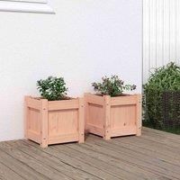 vidaXL Garden Planters - Set of 2 Outdoor Patio Wooden Flower Pots, Brown Douglas Wood - Perfect for Outdoor, Inside, Patio, Garden and Balcony Use
