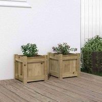 vidaXL Garden Planters - 2 pcs Patio Flower Pots - Sturdy Impregnated Pinewood - Weather Resistant Decor for Garden/Patio/Balcony